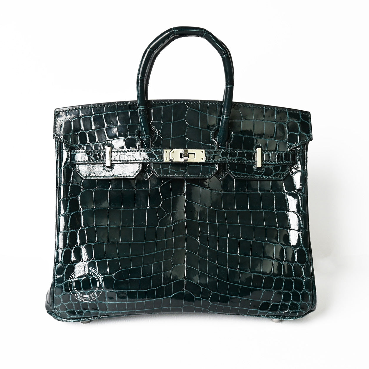Hermes Birkin 25cm Vert Cypress Shiny Croc PHW