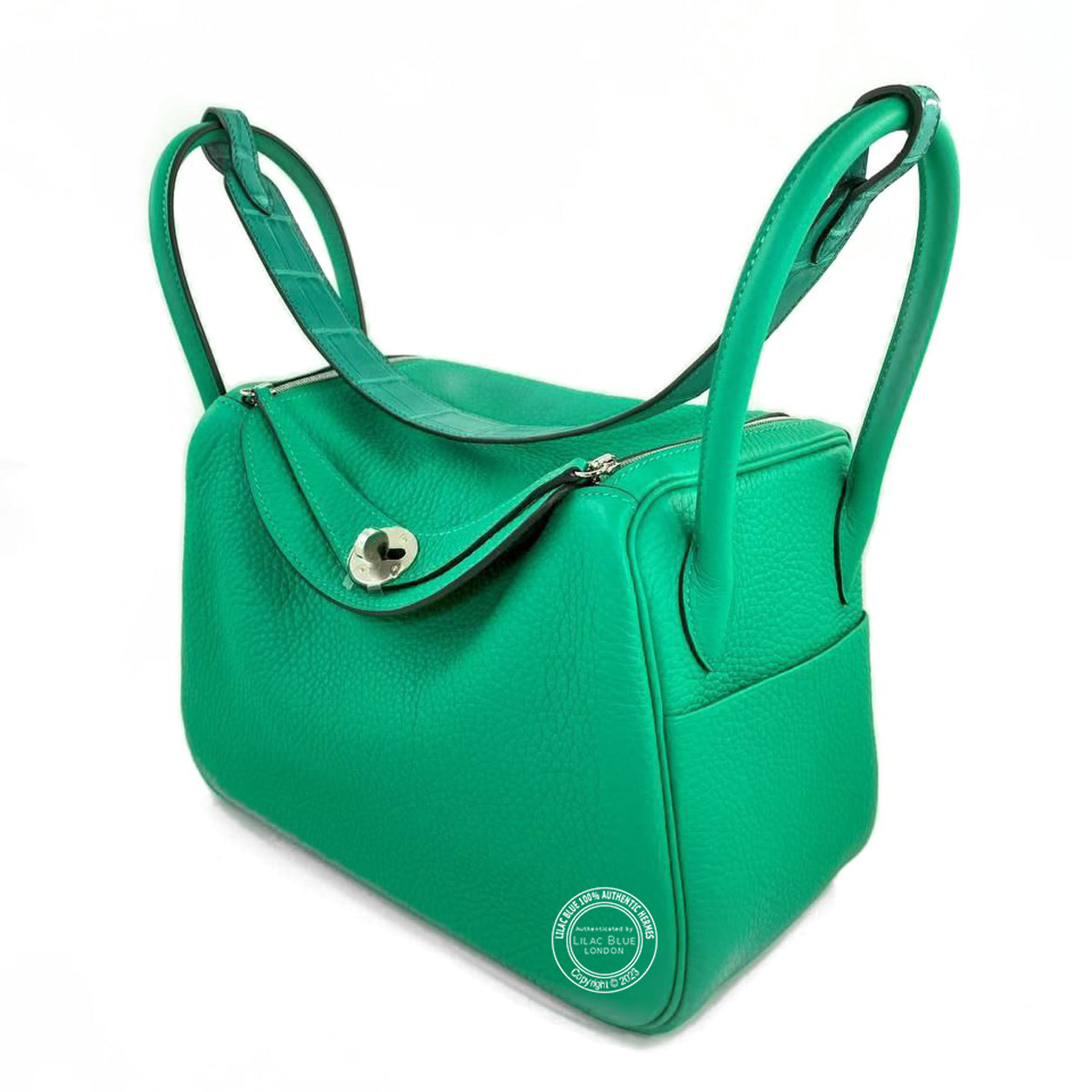 Hermès Lindy 26cm Menthe/Vert Jade Touch Matte Croc/Clemence PHW