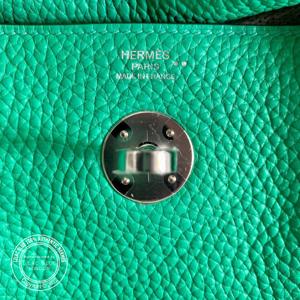 Hermès Lindy 26cm Menthe/Vert Jade Touch Matte Croc/Clemence PHW