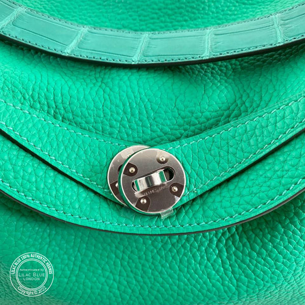 Hermès Lindy 26cm Menthe/Vert Jade Touch Matte Croc/Clemence PHW