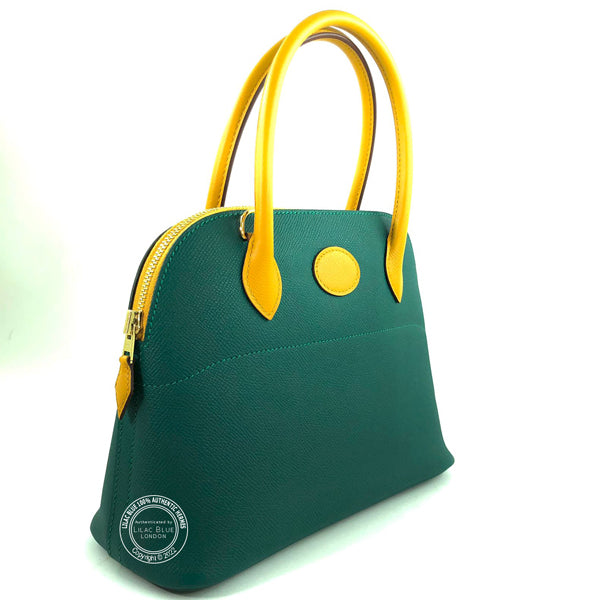 Hermès Bolide 27cm Malachite/Jaune Ambre HSS Epsom GHW