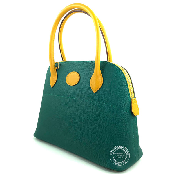 Hermès Bolide 27cm Malachite/Jaune Ambre HSS Epsom GHW