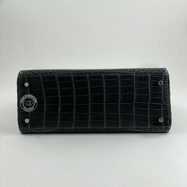 Hermès Kelly 28cm Graphite Matte Croc PHW