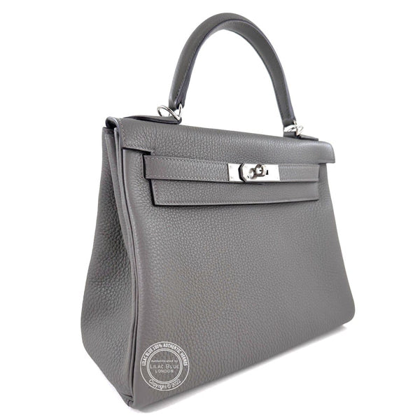Hermes Kelly 28cm Gris Meyer Togo PHW