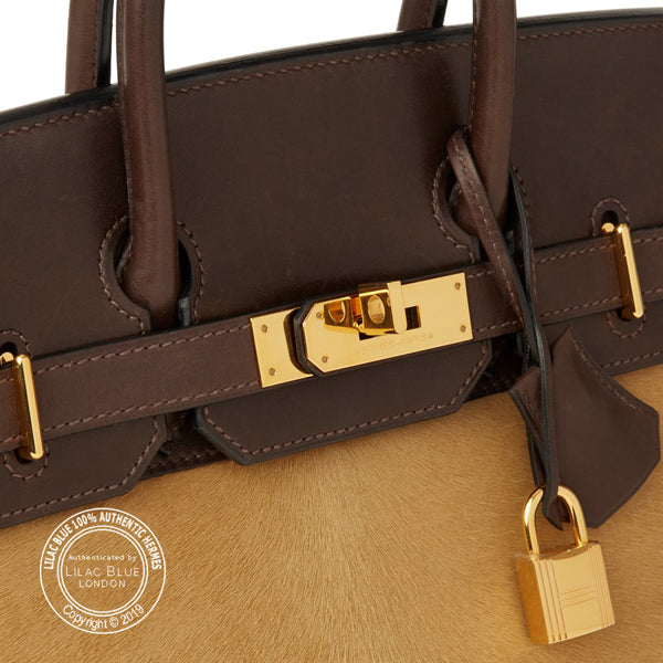 Hermès Birkin 28cm Ebene HAC Troika Box/Ponyskin GHW - Preloved