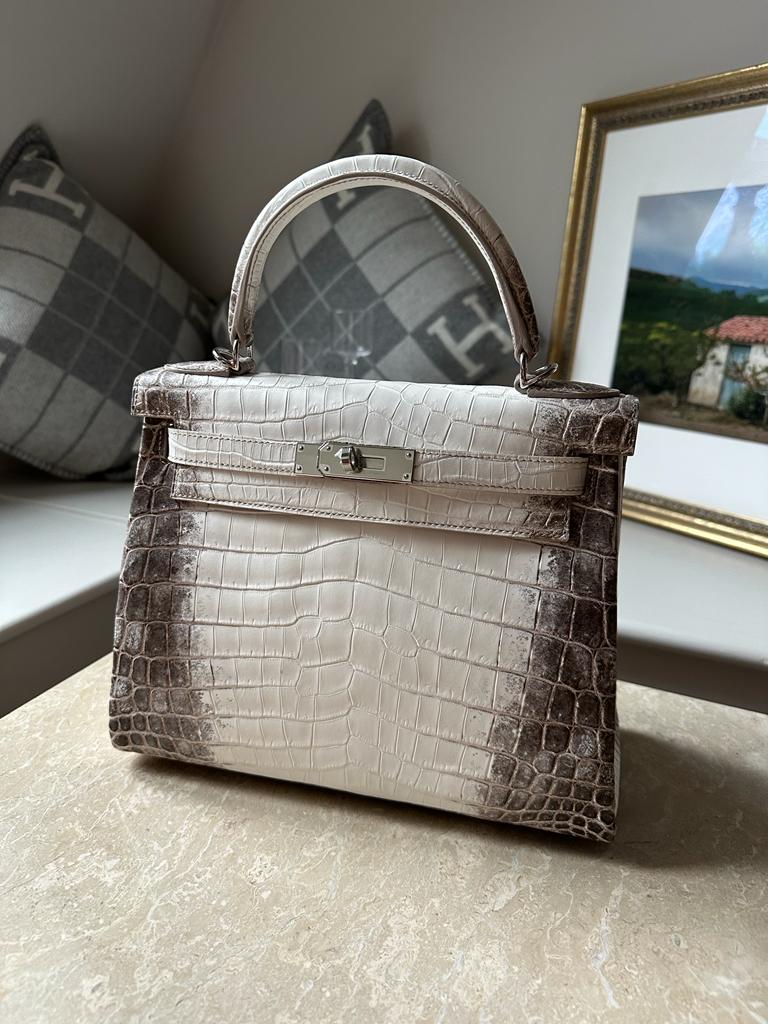 Hermès Kelly 28cm Himalaya Matte Croc PHW