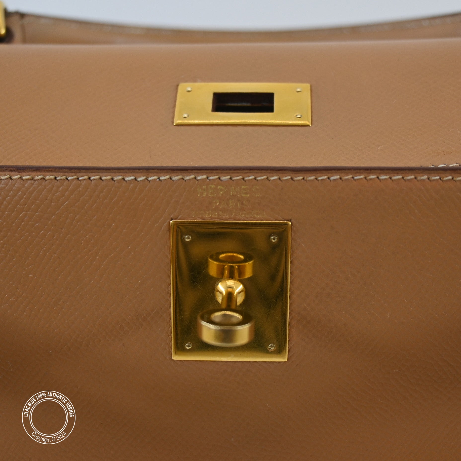 Hermès Kelly 28cm Natural Courchevel GHW - Vintage