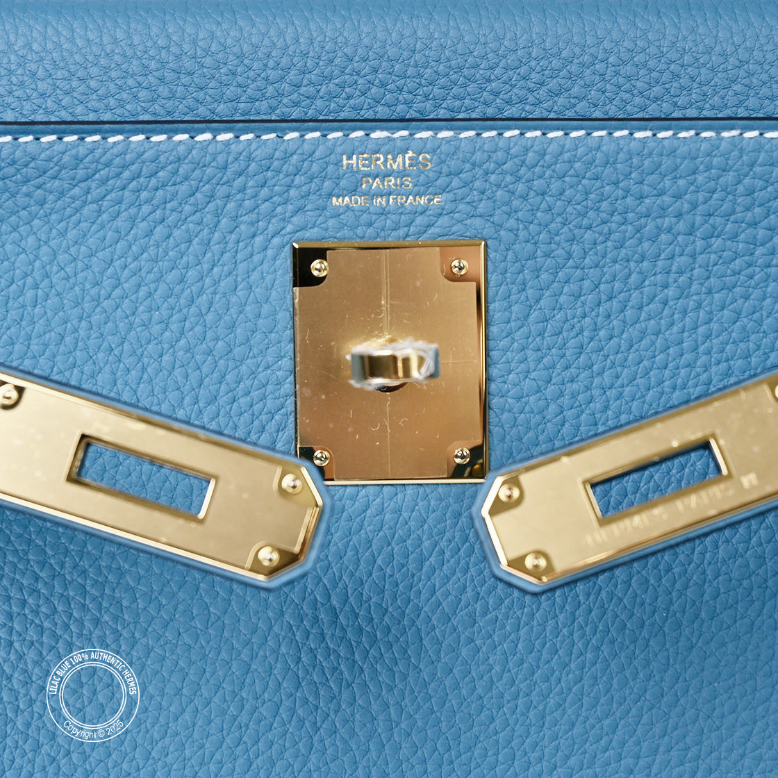 Hermes Kelly 28cm Blue Jean GHW