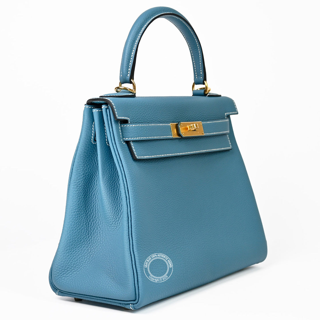 Hermes Kelly 28cm Blue Jean GHW