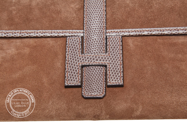 Hermès Jige Elan 29cm Marron Jige Veau Doblis/Lizard