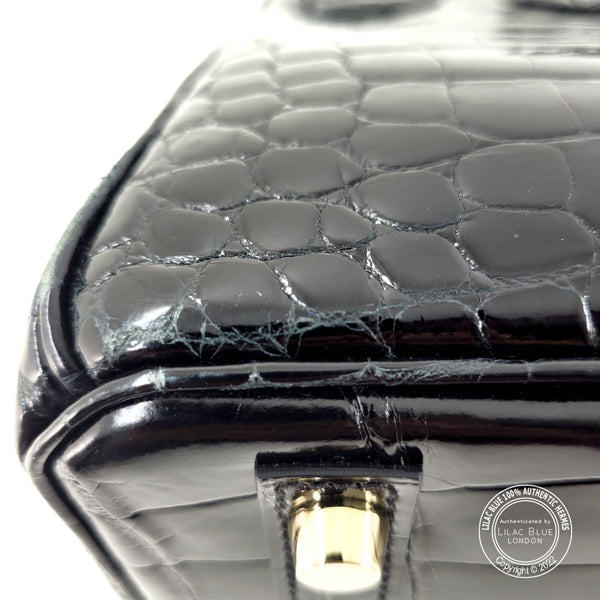 Hermès Birkin 30cm Black Shiny Croc GHW - Preloved