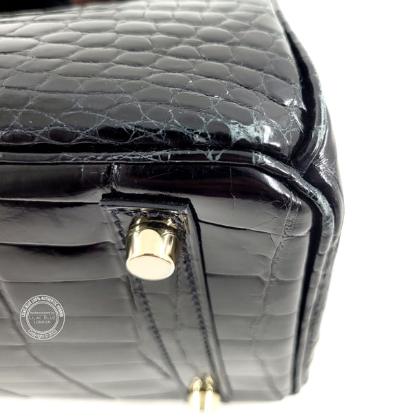 Hermès Birkin 30cm Black Shiny Croc GHW - Preloved