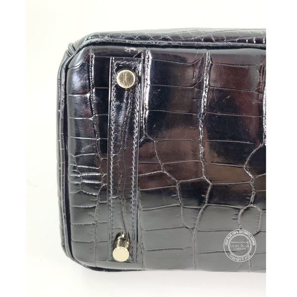 Hermès Birkin 30cm Black Shiny Croc GHW - Preloved