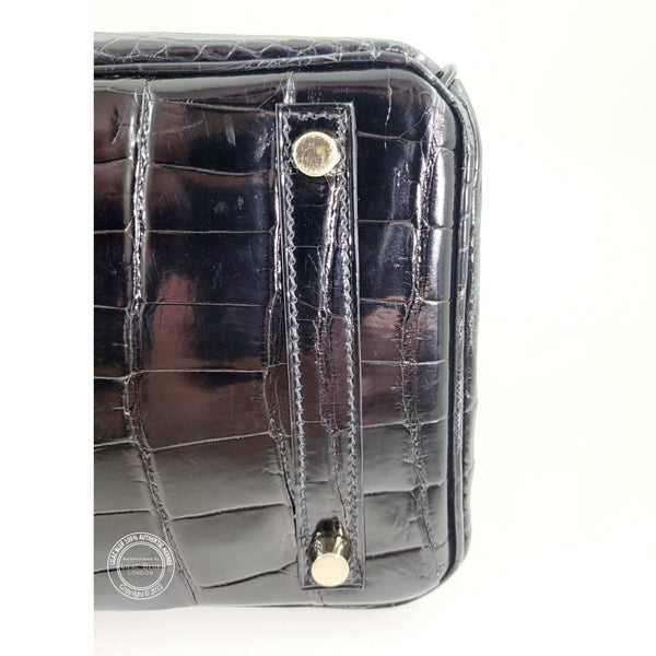 Hermès Birkin 30cm Black Shiny Croc GHW - Preloved