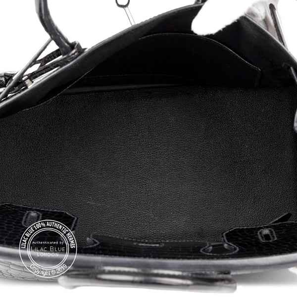 Hermès Birkin 30cm Black Shiny Croc PHW - Preloved