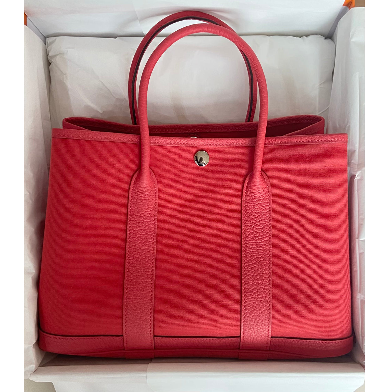 Hermès Garden Party 30cm Bougainvillea Canvas/Leather PHW
