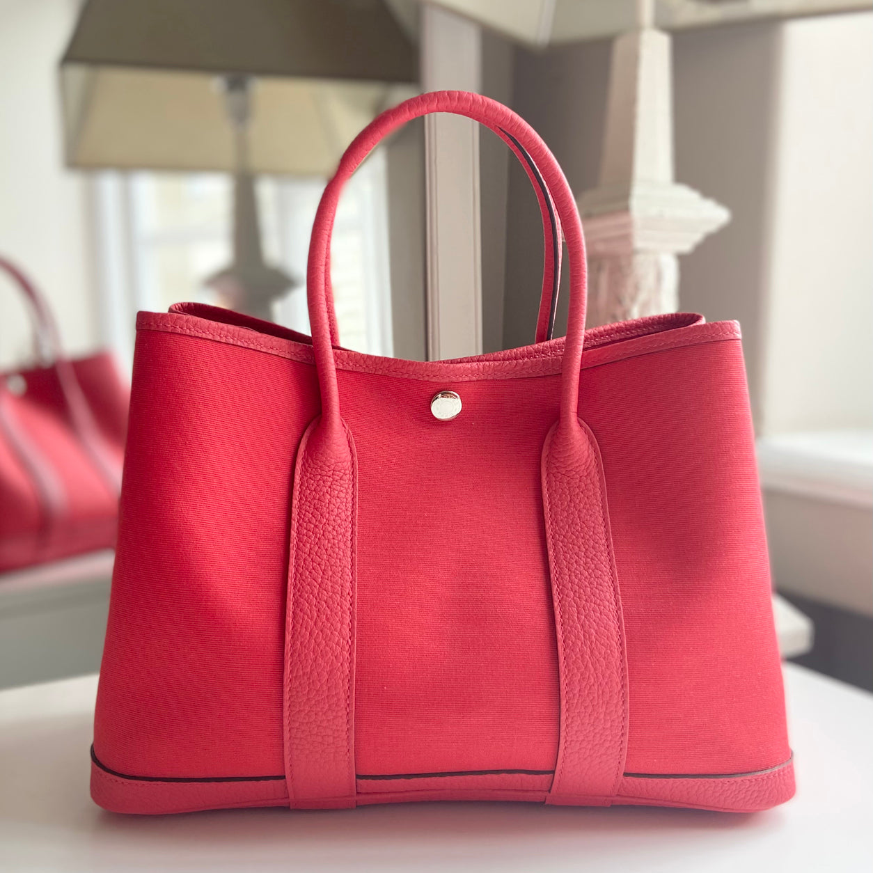Hermès Garden Party 30cm Bougainvillea Canvas/Leather PHW