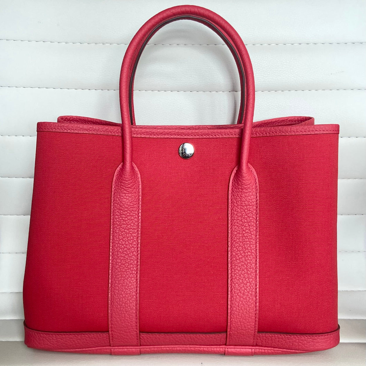 Hermès Garden Party 30cm Bougainvillea Canvas/Leather PHW