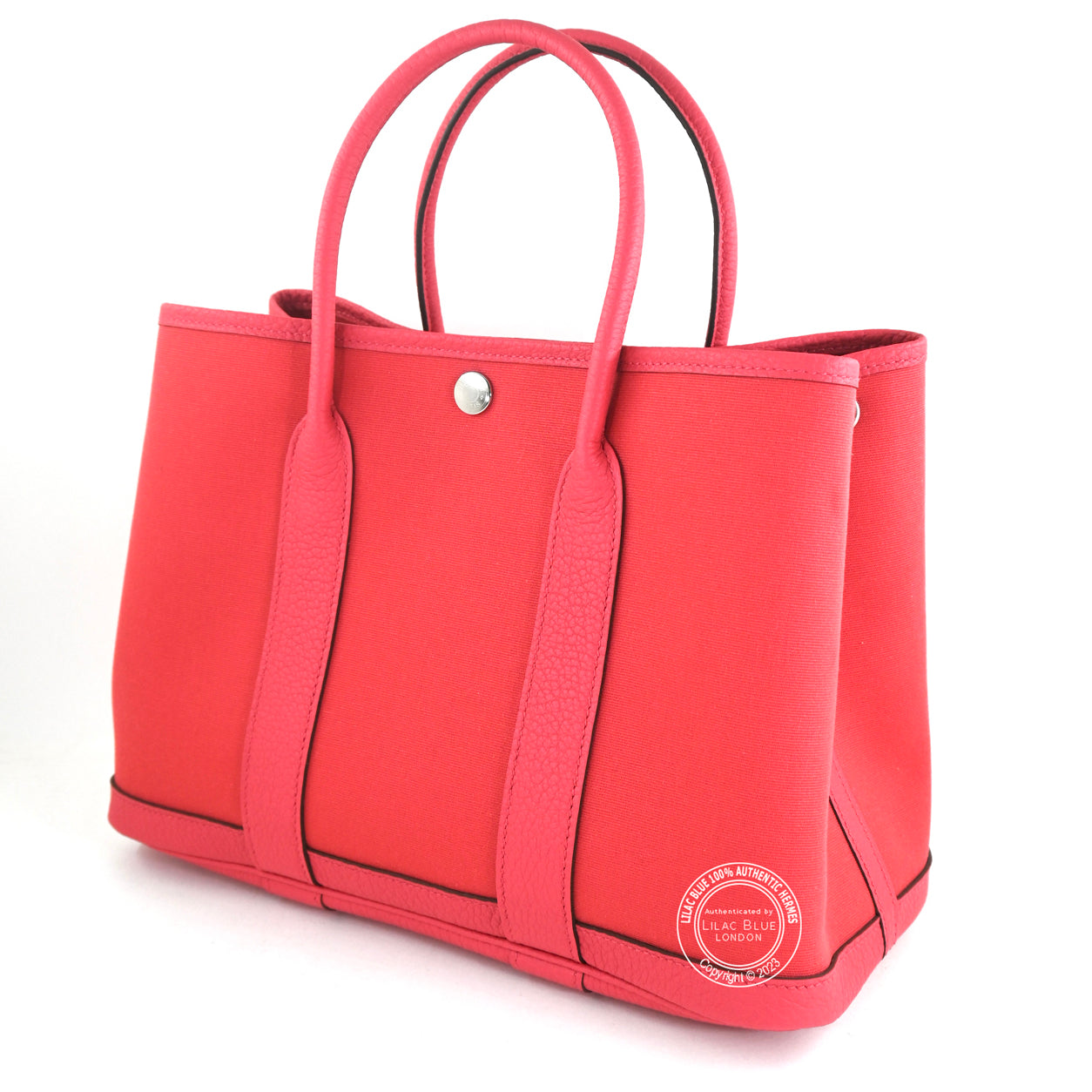Hermès Garden Party 30cm Bougainvillea Canvas/Leather PHW