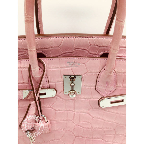 Hermès Birkin 30cm Bubblegum Pink Matte Alligator PHW - Preloved