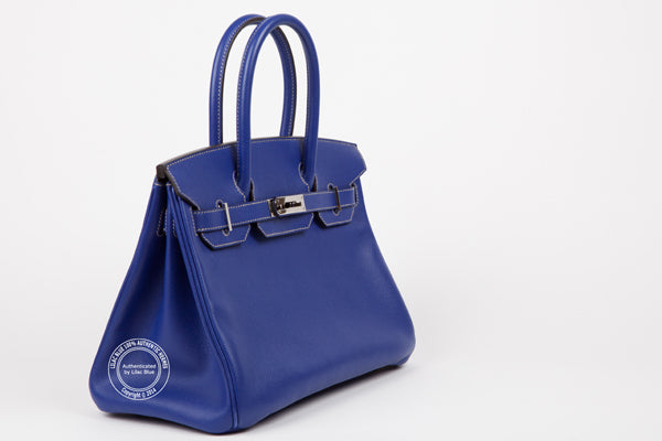 Hermès Birkin 30cm Bleu Electrique Epsom PHW - Preloved