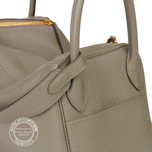 Hermès Lindy 30cm Etain Clemence GHW - Preloved