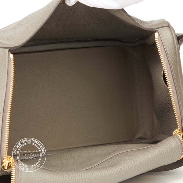 Hermès Lindy 30cm Etain Clemence GHW - Preloved