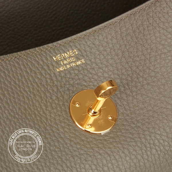 Hermès Lindy 30cm Etain Clemence GHW - Preloved