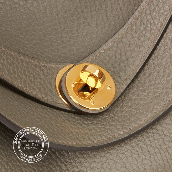 Hermès Lindy 30cm Etain Clemence GHW - Preloved