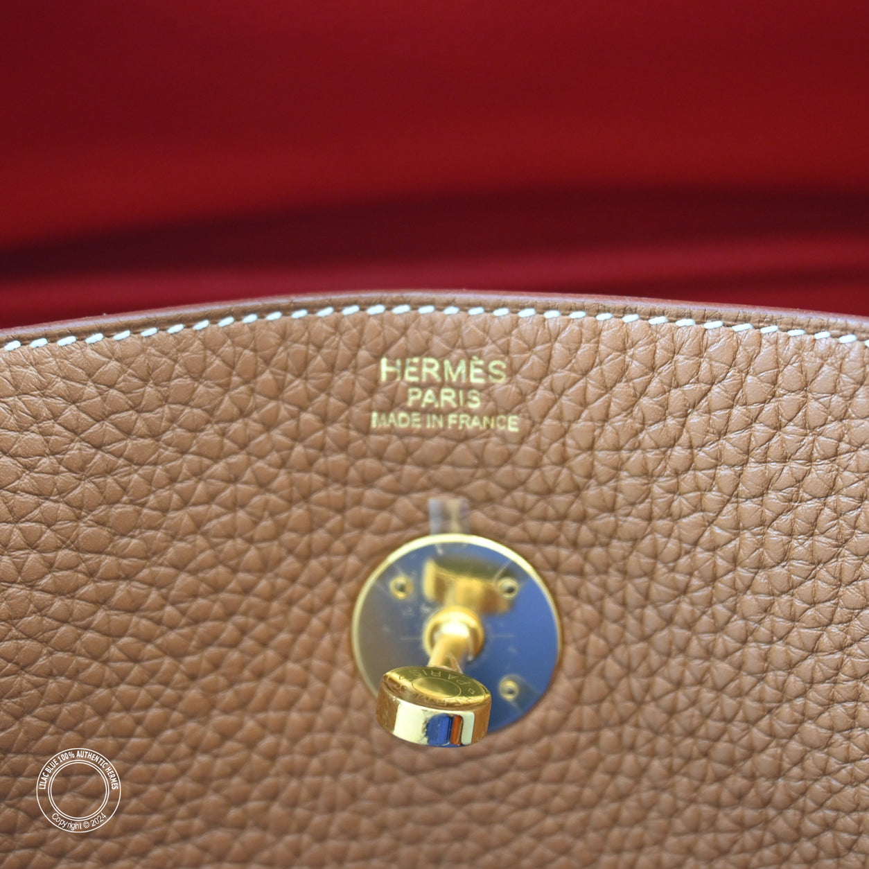Hermès Lindy 30cm Gold/Rouge Tomate Verso Clemence GHW
