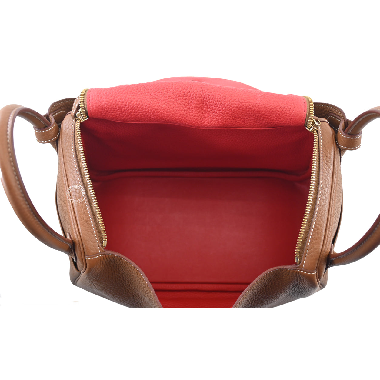 Hermès Lindy 30cm Gold/Rouge Tomate Verso Clemence GHW
