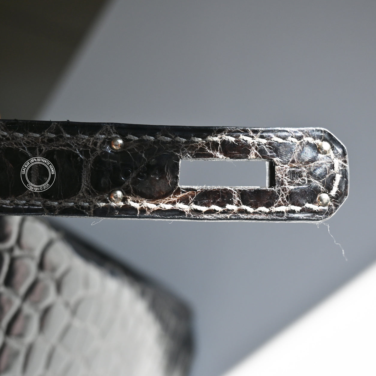 Hermès Birkin 30cm Graphite Shiny Croc PHW - Preloved