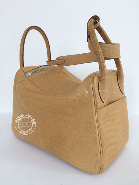 Hermès Lindy 30cm Paille Matte Croc PHW - Preloved
