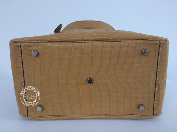 Hermès Lindy 30cm Paille Matte Croc PHW - Preloved