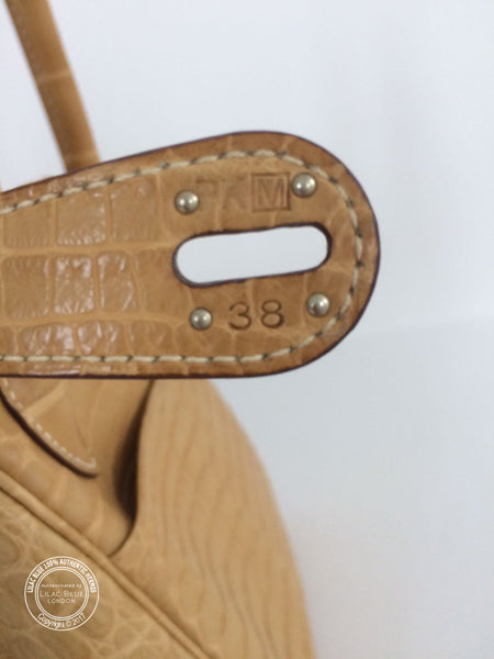 Hermès Lindy 30cm Paille Matte Croc PHW - Preloved