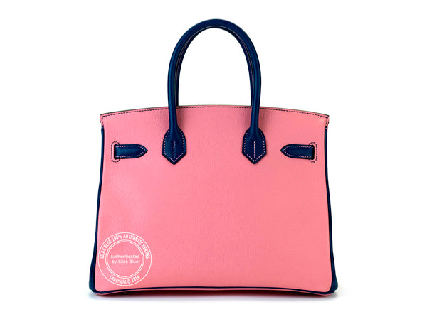 Hermès Birkin 30cm Rose Confetti/Navy Blue Chèvre PHW
