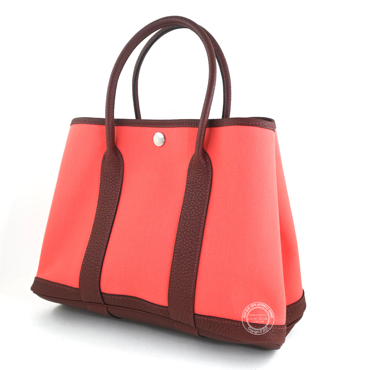Hermes Garden Party 30cm Rose Texas/Rouge H Canvas/Leather PHW