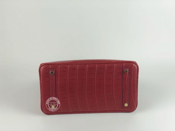 Hermès Birkin 30cm Rouge H/Orange Poppy Verso. Matte Alligator GHW