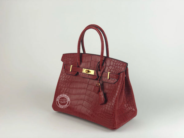 Hermès Birkin 30cm Rouge H/Orange Poppy Verso. Matte Alligator GHW