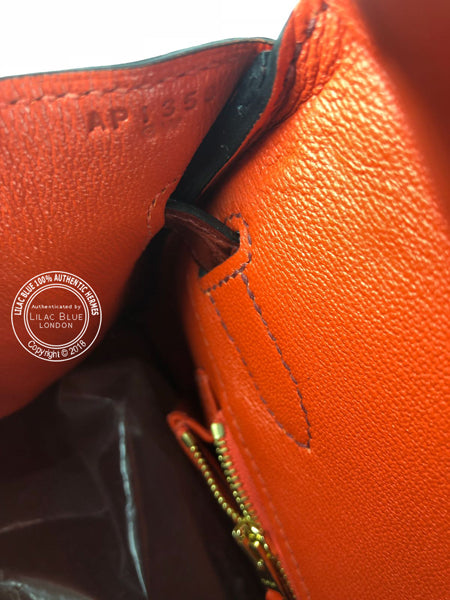 Hermès Birkin 30cm Rouge H/Orange Poppy Verso. Matte Alligator GHW