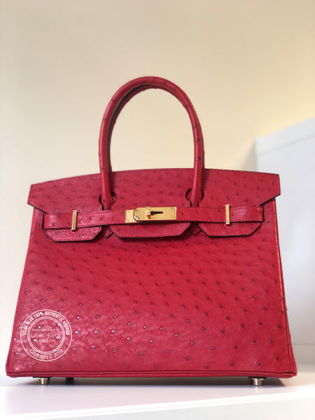 Hermes Birkin 30cm Rouge Vif Ostrich GHW