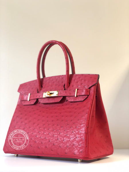 Hermes Birkin 30cm Rouge Vif Ostrich GHW