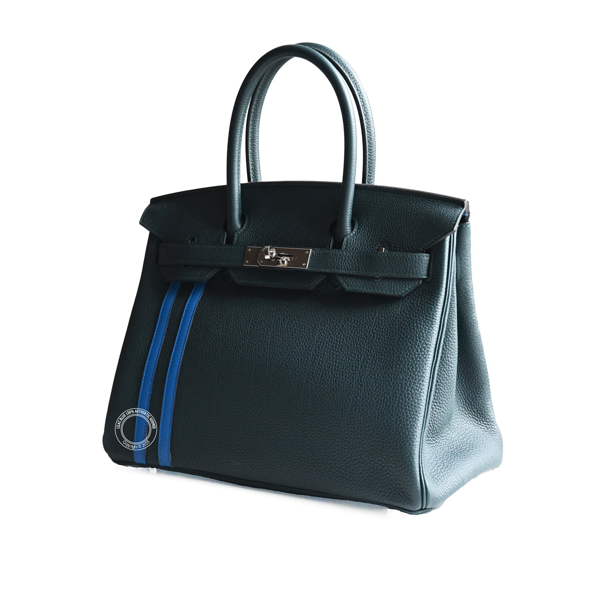 Hermès Birkin 30cm Vert Cypress/Bleu Zellige Officier Togo/Swift PHW - Preloved
