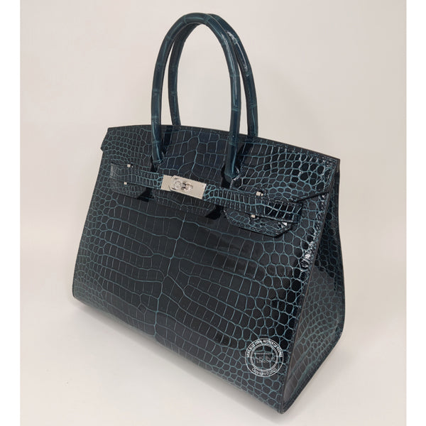 Hermès Birkin 30cm Vert Rousseau Sellier Shiny Croc BPHW