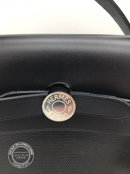 Hermes Herbag 31cm Black Canvas Cowhide