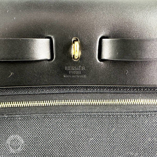 Hermès Herbag 31cm Black Swift/Toile GHW - As New