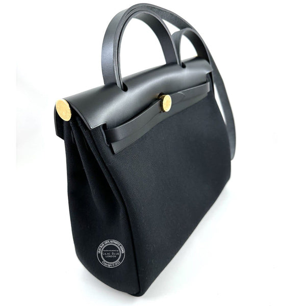 Hermès Herbag 31cm Black Swift/Toile GHW - As New