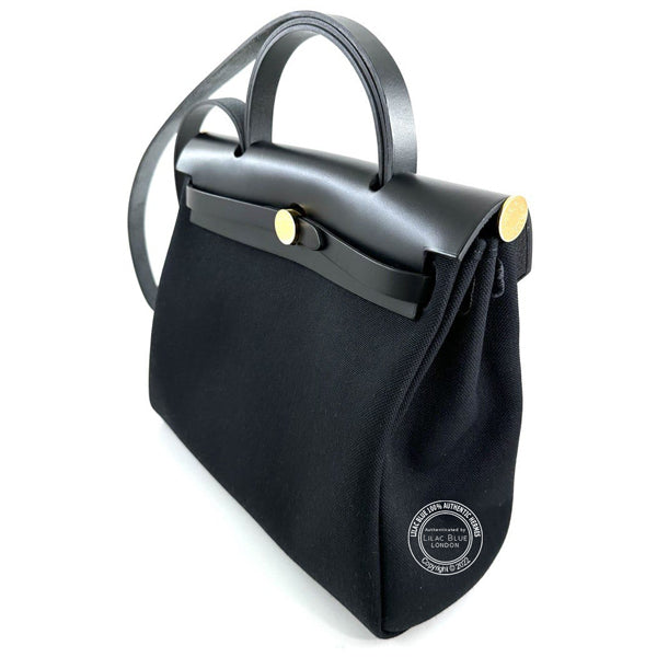 Hermès Herbag 31cm Black Swift/Toile GHW - As New