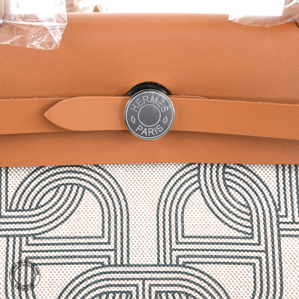 Hermès Herbag 31cm Fauve/Gris Meyer Chaine d'Ancre Hunter Toile PHW