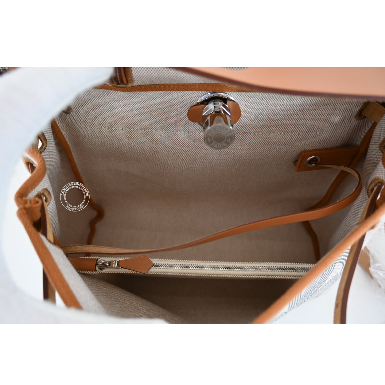 Hermès Herbag 31cm Fauve/Gris Meyer Chaine d'Ancre Hunter Toile PHW
